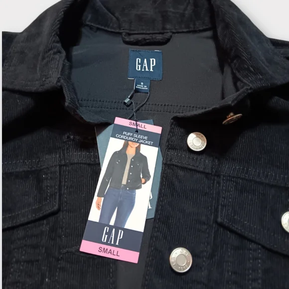 GAP CORDUROY BLACK MULTI POCKET FRONT BUTTON COLLAR JACKET WOMEN'S SIZE SMALL. - Picture 2 of 8